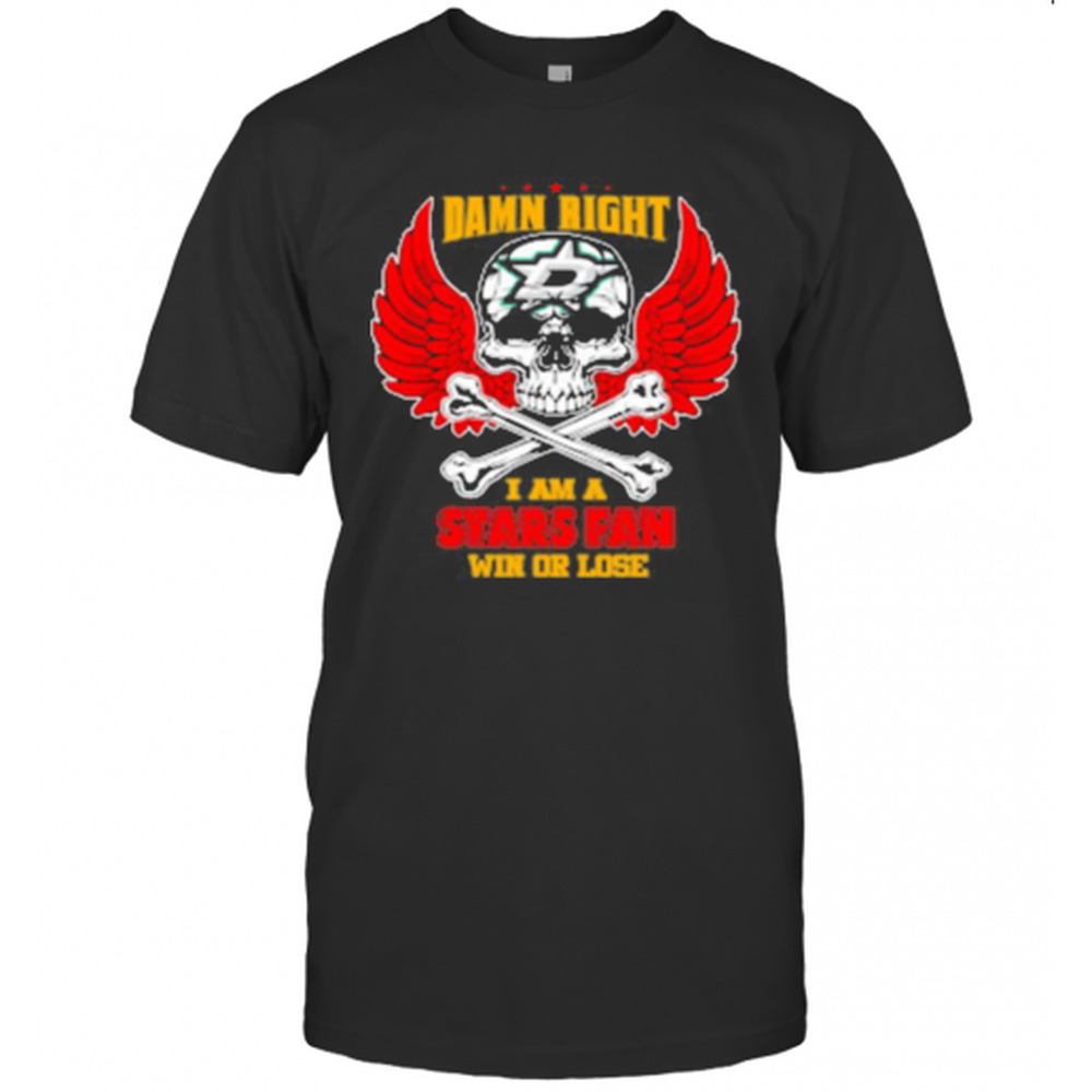 Damn Right I Am A Dallas Stars Fan Now And Forever Stars Skull Wings T-Shirt